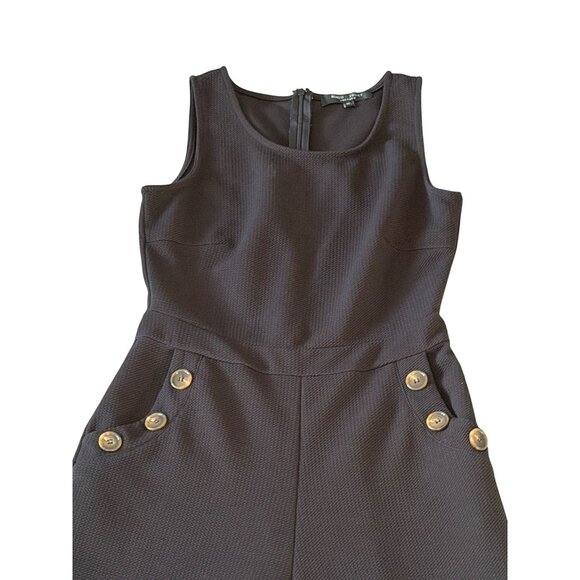 ROMEO & JULIET COUTURE Black Crop Leg Button Jumpsuit Size Medium - Picture 7 of 10